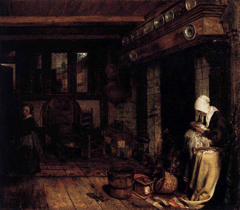 Esaias Boursse Dutch Interior with Woman Sewing oil painting picture